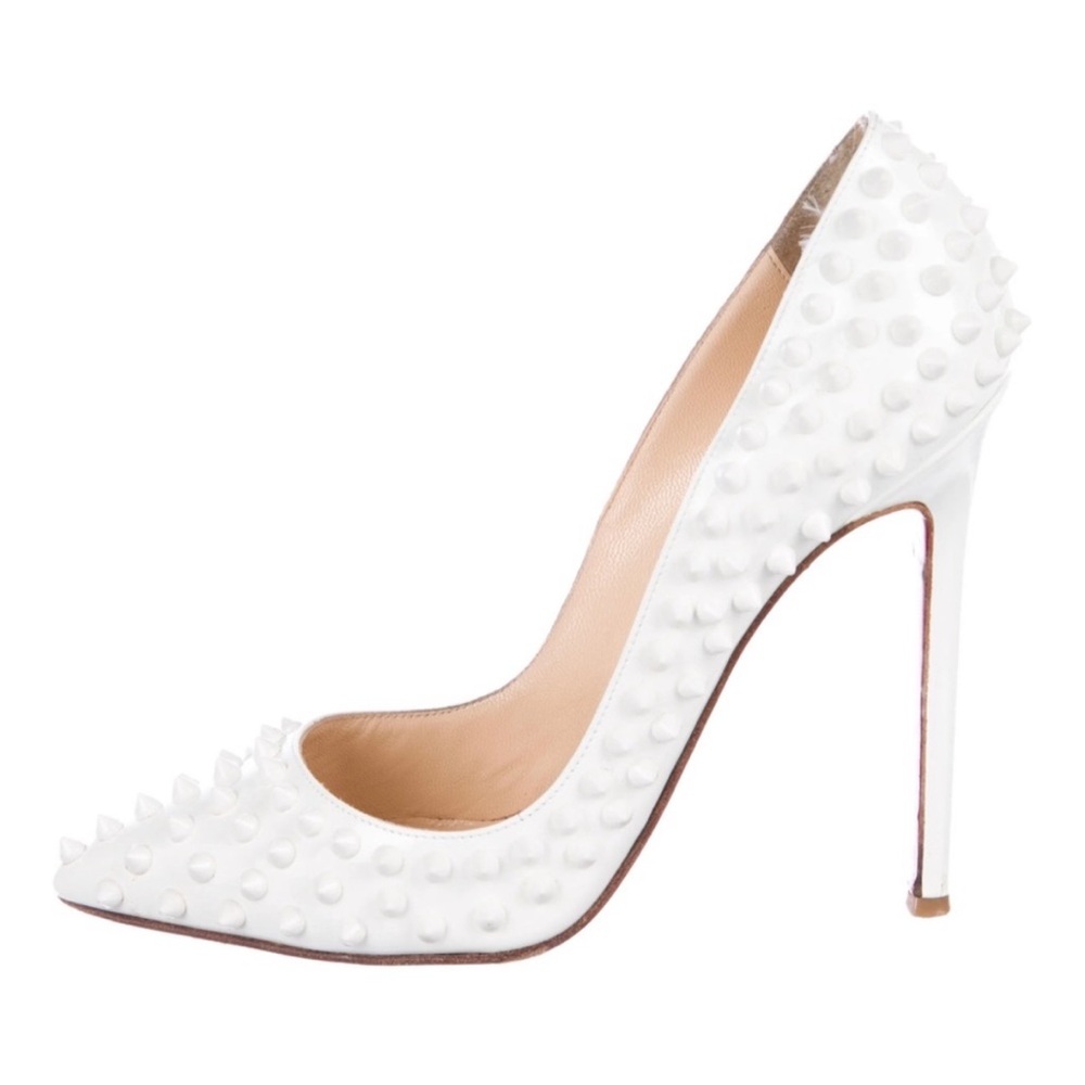 Christian Louboutin Studded White Pigalle 120 Patent 37 - Picture 10 of 15